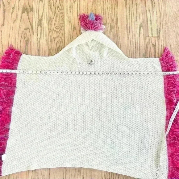 Born To Unicorn Girls Open Front Hooded Shawl Fringe Sweater w/Horn One Size - Picture 9 of 10